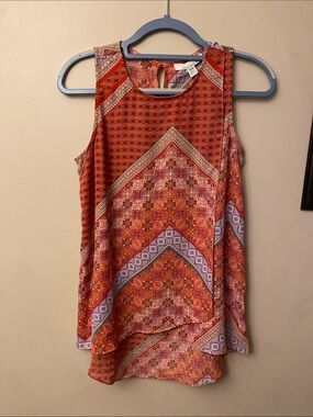 Fourteenth Place Sleeveless Red Patterned Tank Top - Casual Women's Top 🆕